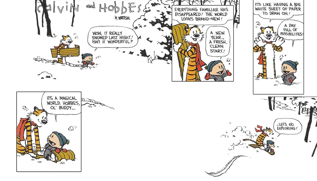 Imagen de la última viñeta de Calvin y Hobbes